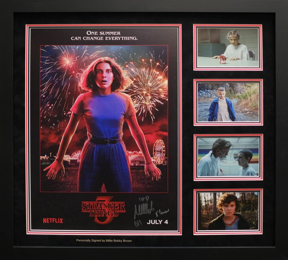 Stranger Things Framed display Personally signed by Millie Bobby Brown - Memorabilia Framers Shop
